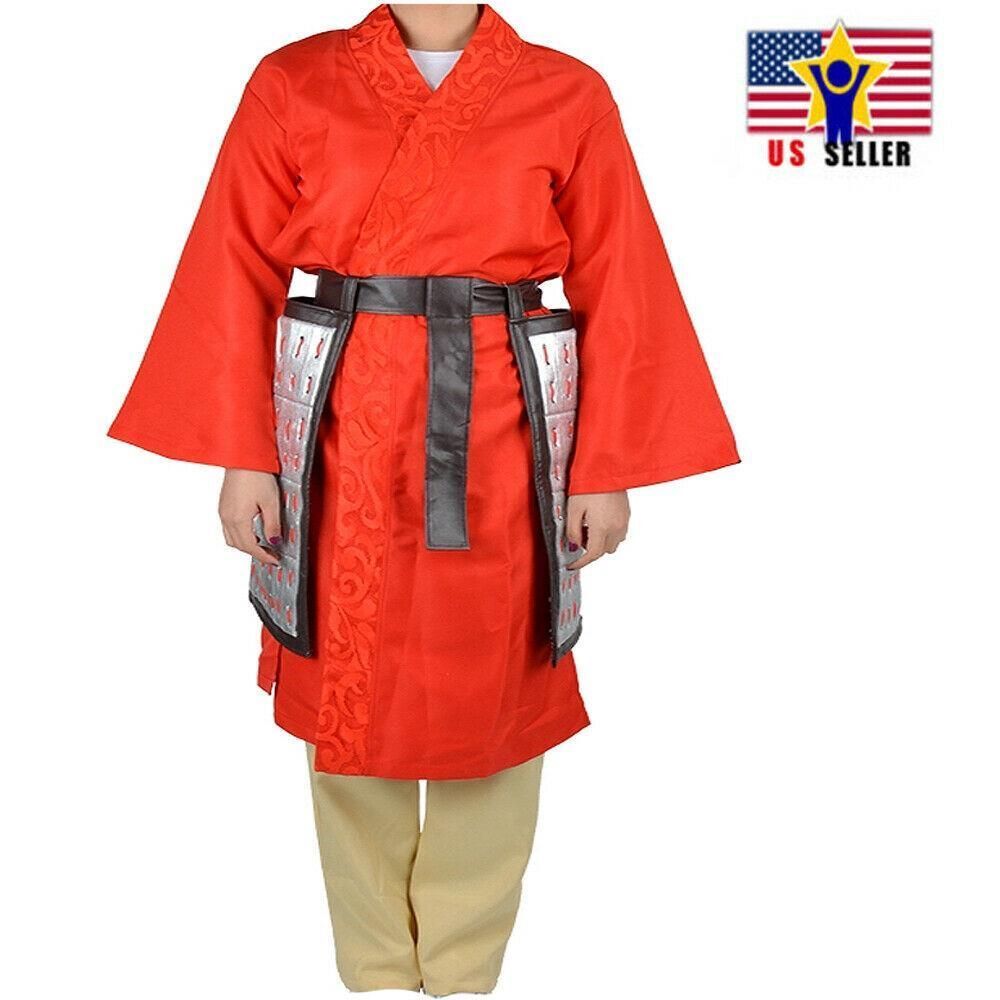 Chinese Warrior Heroine Hua Mulan Movie Girl Halloween Red Costume Size X Large
